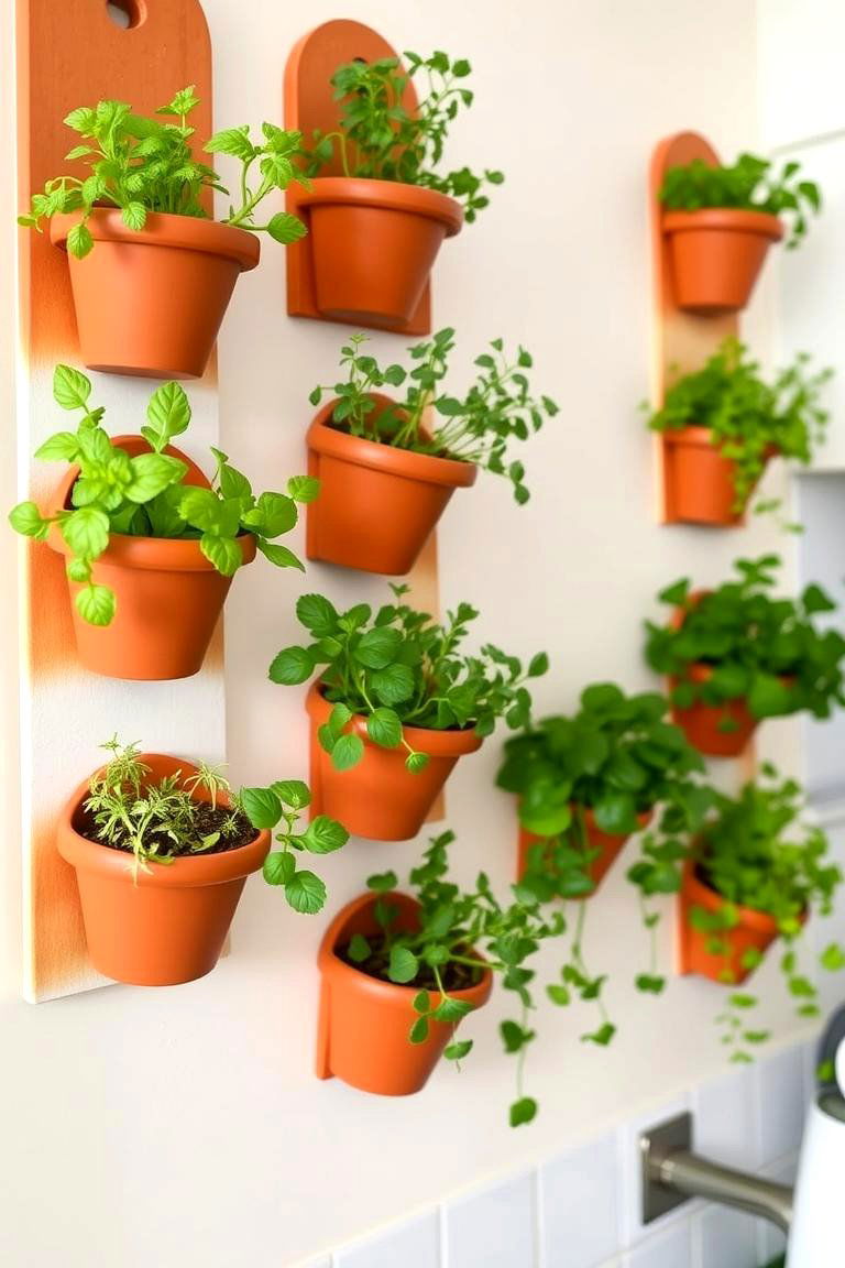 Terracotta Wall Planters for Vertical Gardens - 24 terracotta home decor ideas