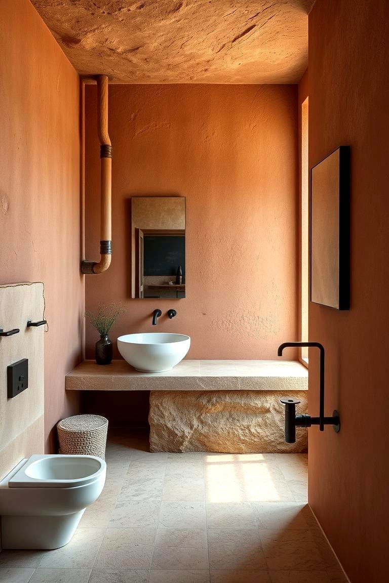 Terracotta and Stone Fusion - 24 Terracotta Bathroom Ideas