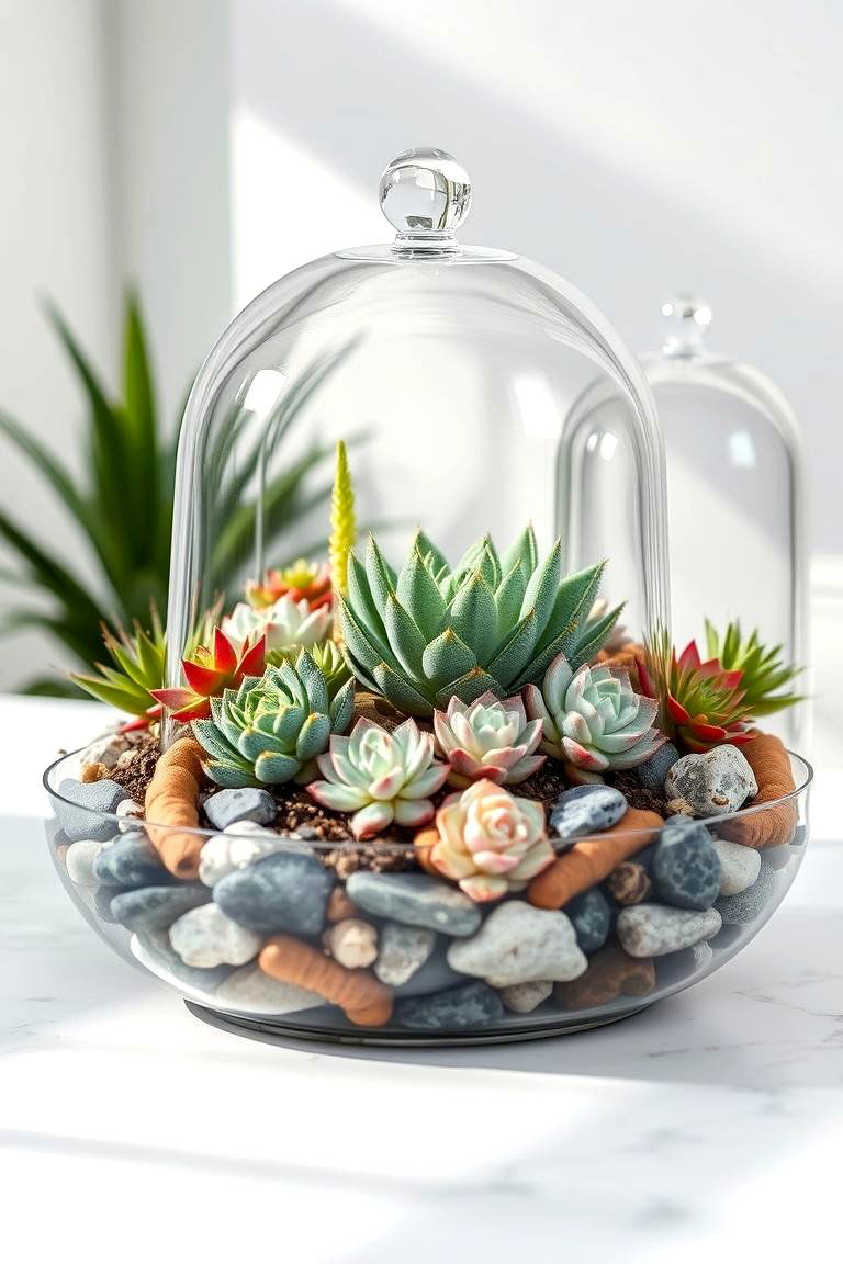 Terrarium with Succulent Display Centerpiece - 24 Centerpiece Ideas