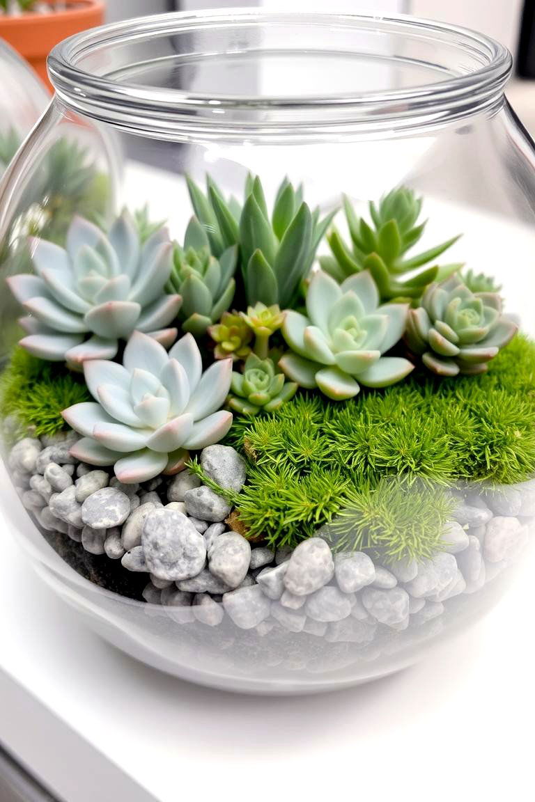 Terrariums with Succulents and Moss - 24 Rustic Wedding Centerpieces