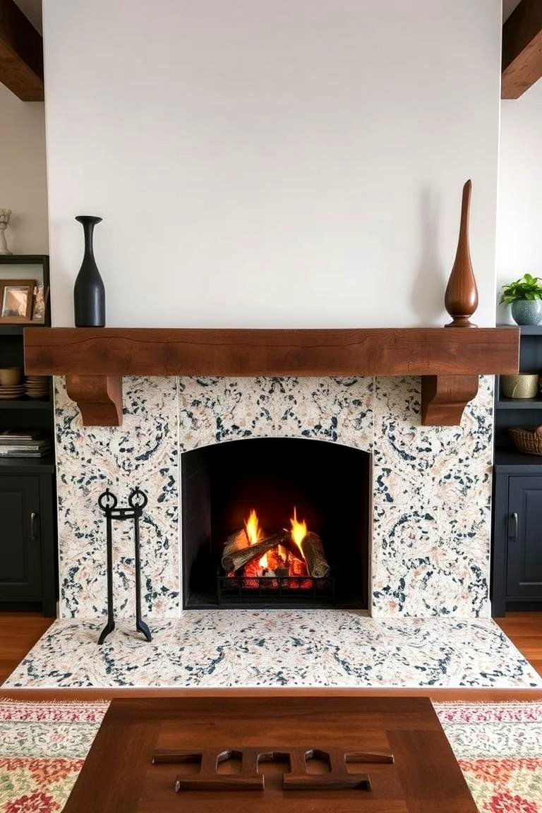 Terrazzo Farmhouse Sophistication - 24 Farmhouse Fireplace Tile Ideas