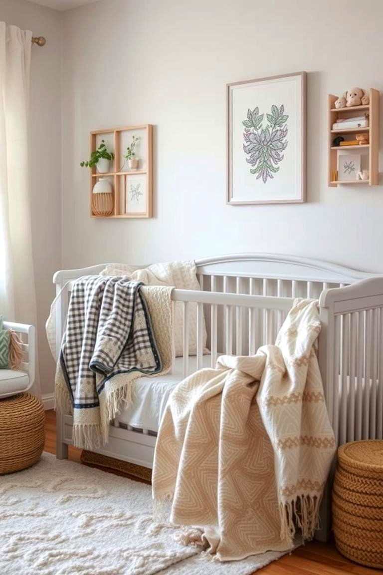 Textile Layering with Throws - 24 Boho Nursery Ideas