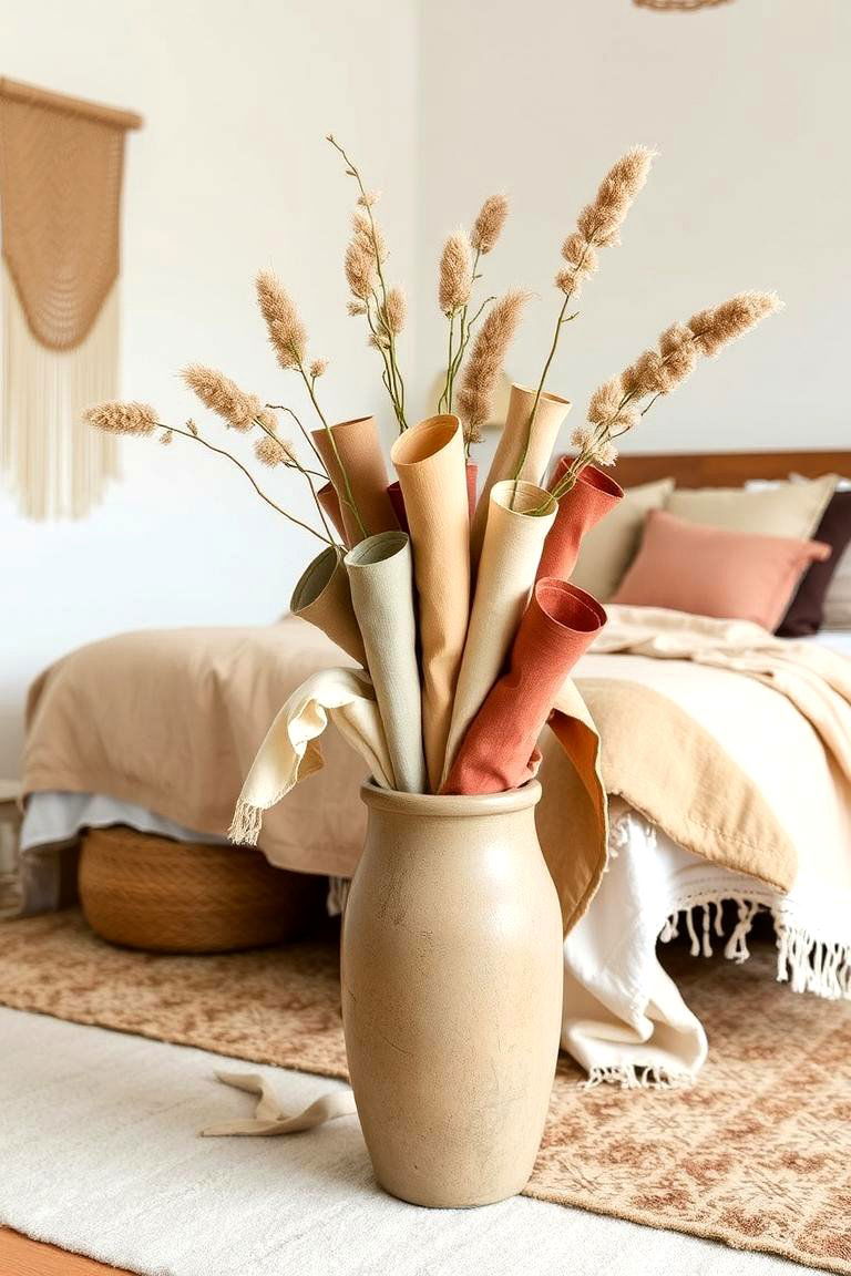 Textile Texture with Fabric Scraps - 24 Large Floor Vase Decoration Ideas