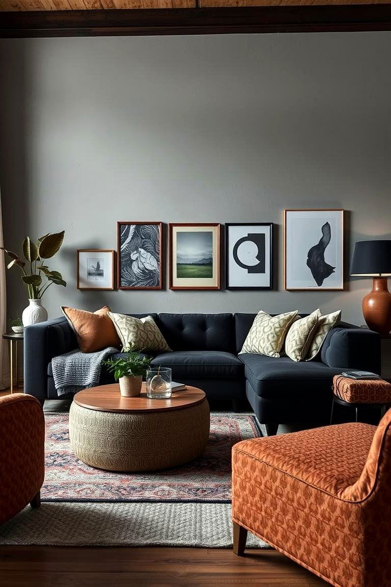 Textural Depth - 24 Black Couch Living Room Ideas