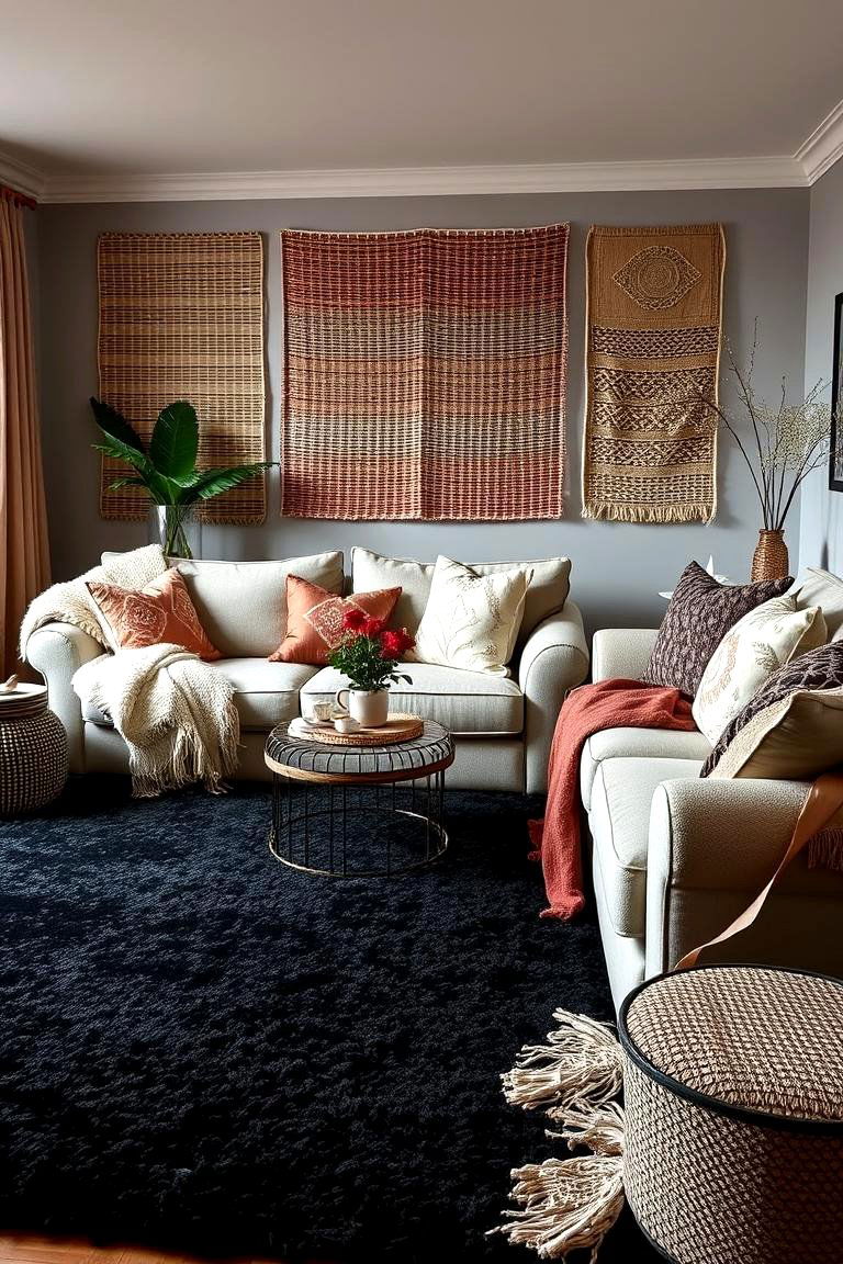 Textural Harmony - 24 Black Carpet Living Room Ideas