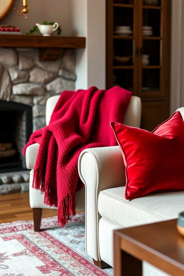 Textural Red Elements - 24 Red Living Room Ideas