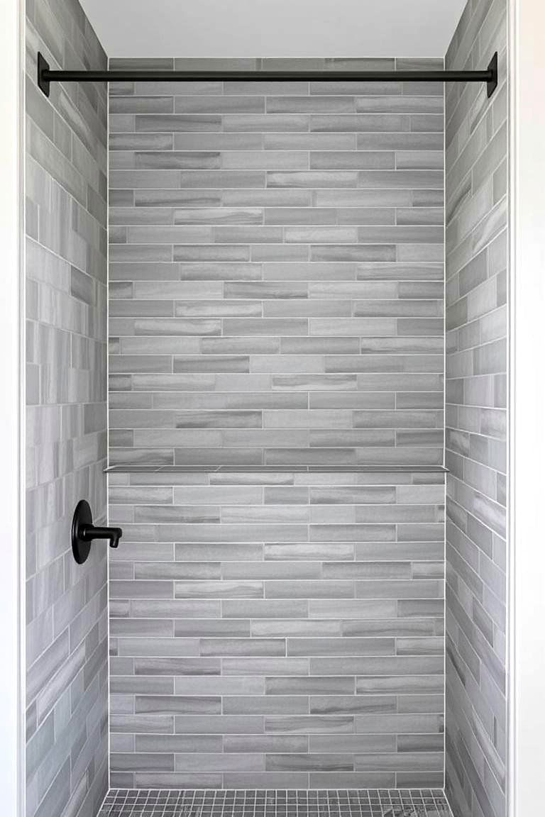 Texturally Interesting Half Wall with a Textured Finish - 24 Half-wall Shower Ideas