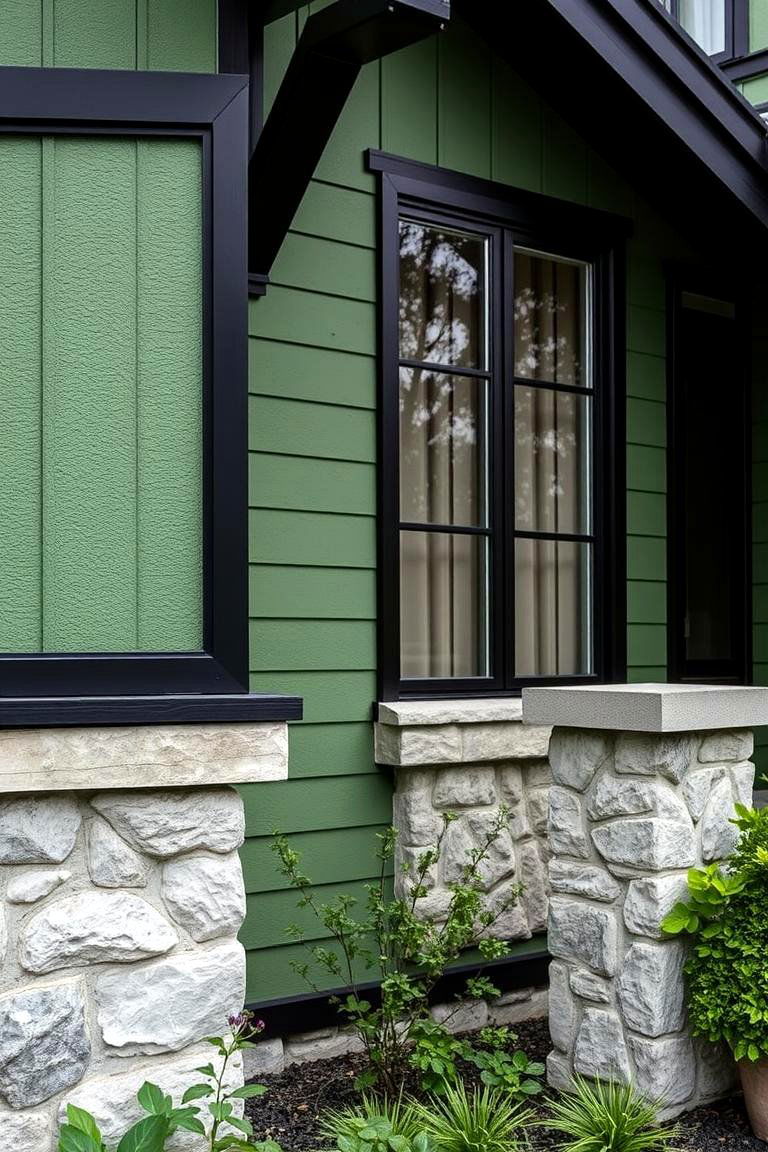 Texture and Pattern Fusion - 24 Green House Exterior With Black Trim