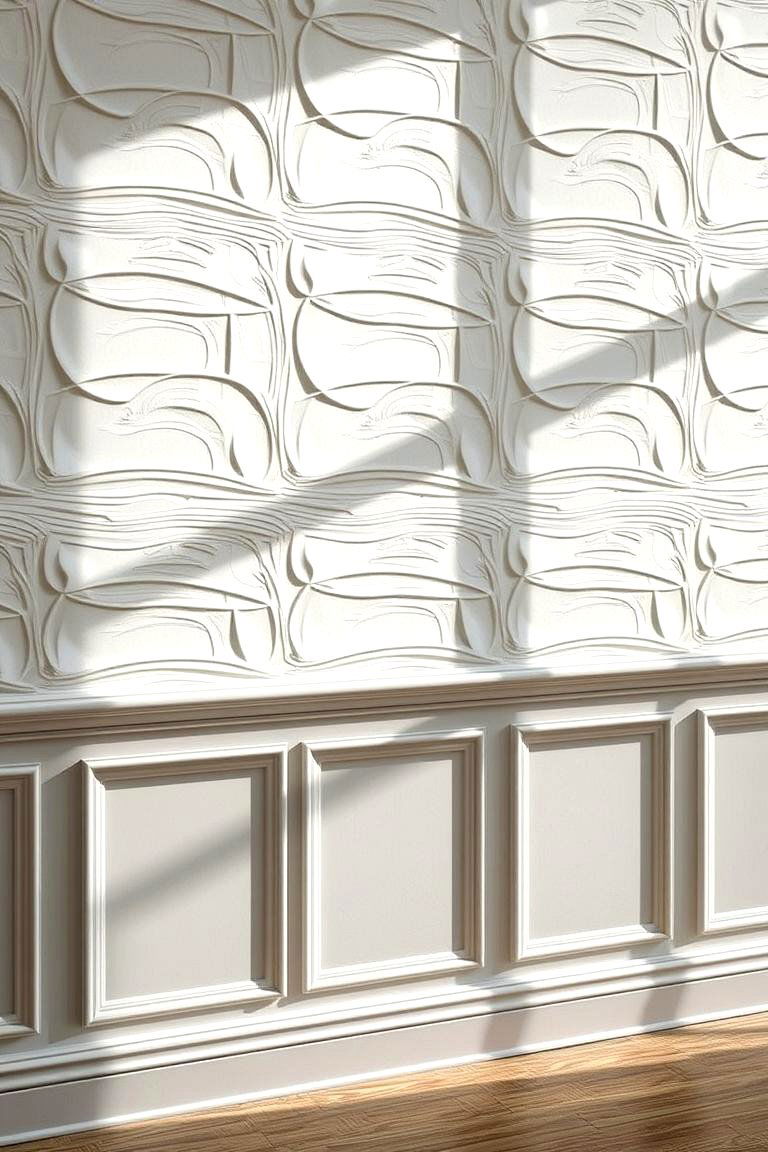 Textured 3D Panel Wainscoting - 24 Living Room Wainscoting Ideas
