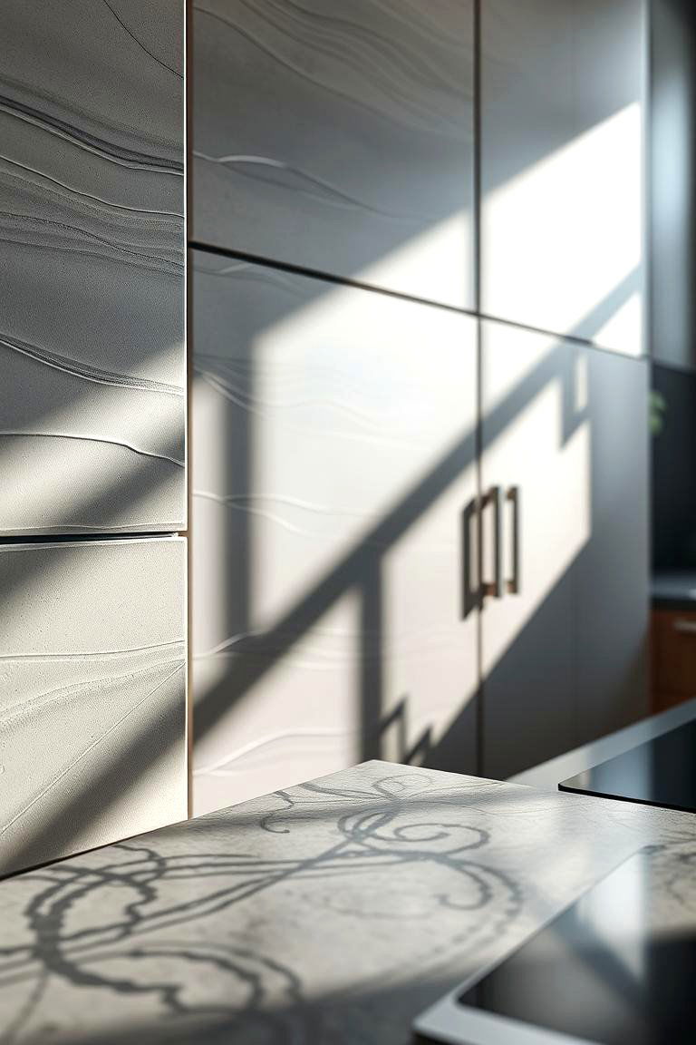 Textured 3D Panels - 24 White Kitchen Backsplash Ideas