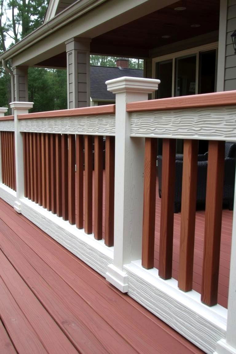 Textured Accented Design - 24 Horizontal Deck Railing Ideas