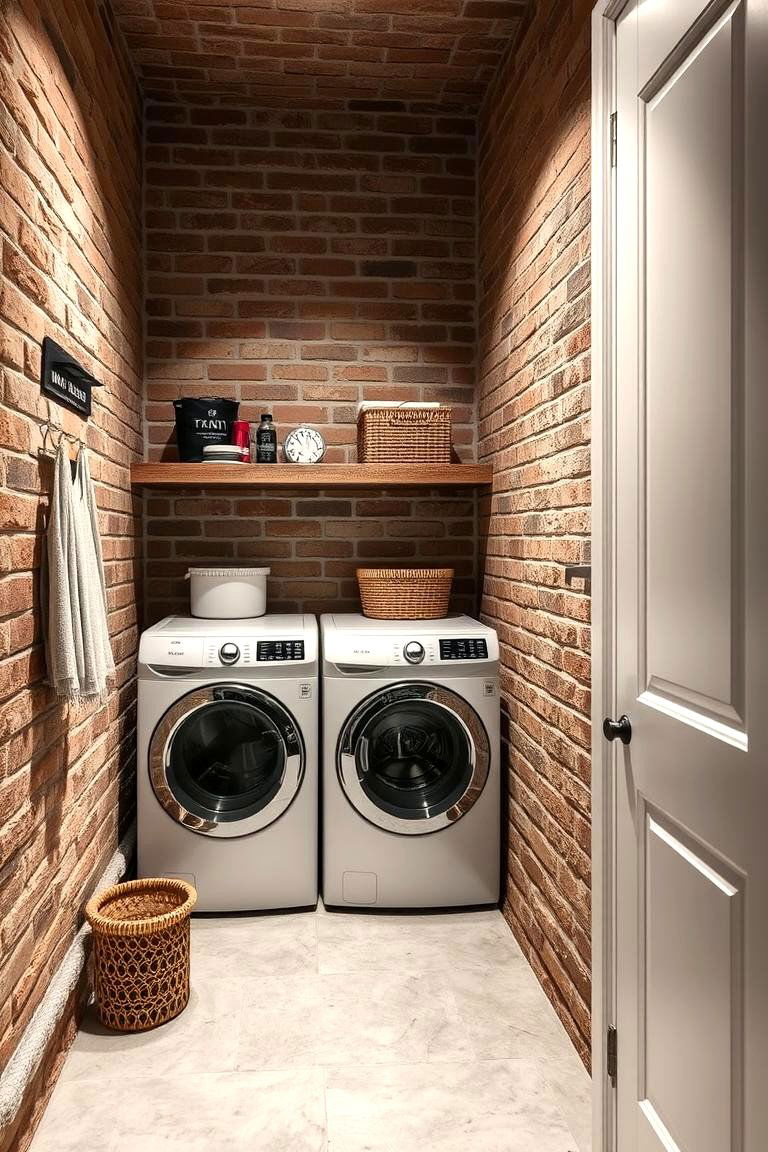 Textured Beauty - 24 Brick Floor Laundry Room Ideas