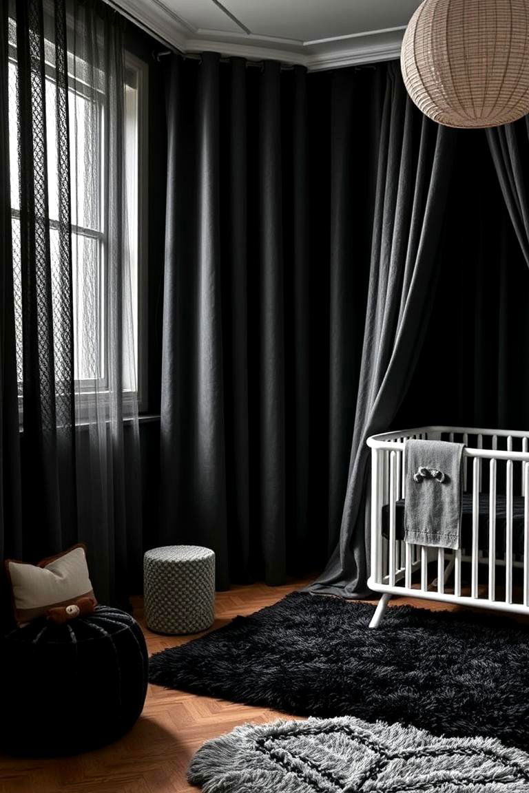 Textured Black Fabrics - 24 Black Nursery Ideas