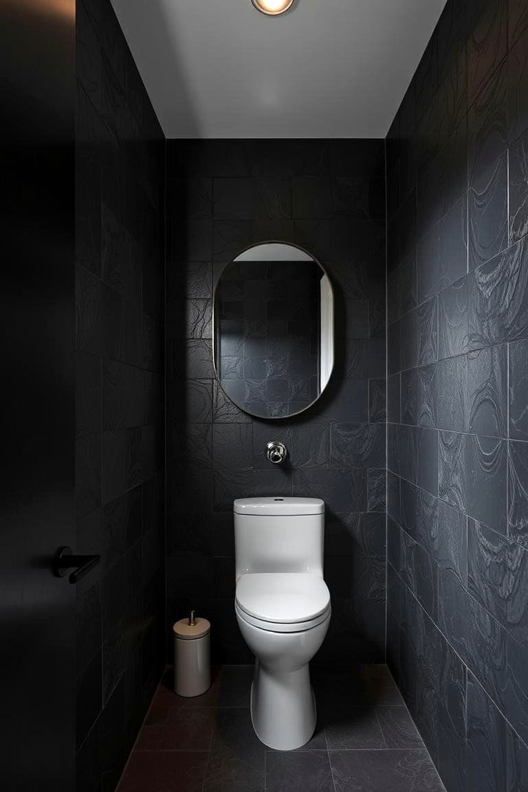 Textured Black Finishes Powder Room - 24 black powder room ideas