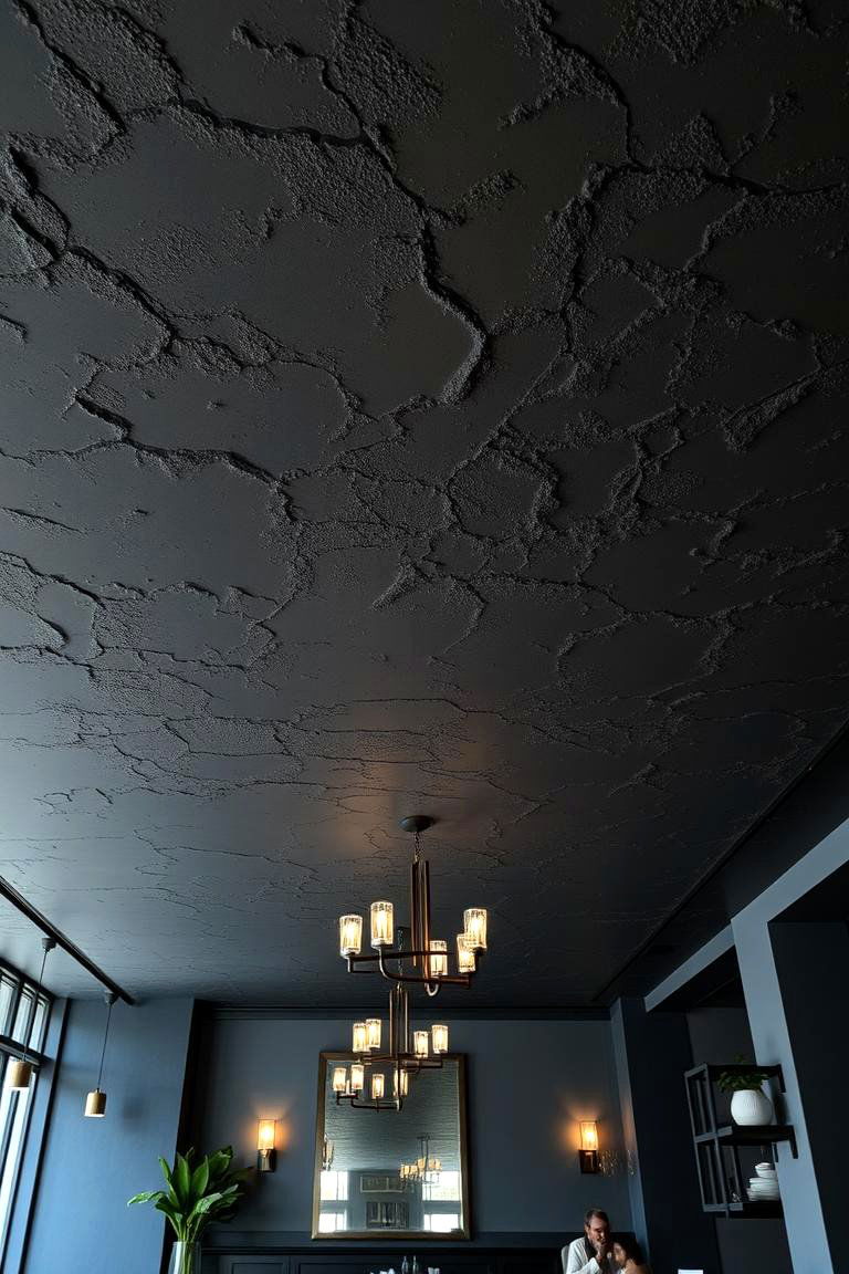 Textured Black Plaster Ceiling - 24 Black Ceiling Design Ideas