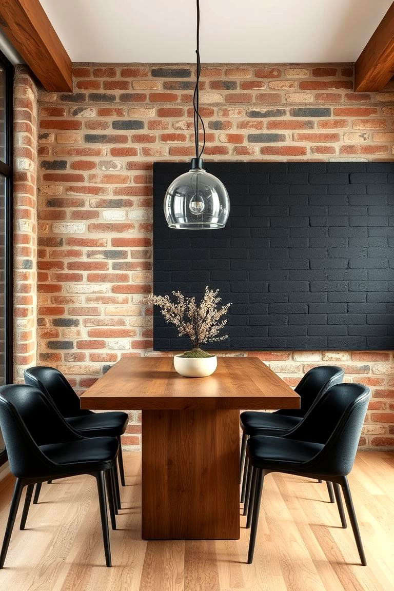 Textured Brick Black Accent - 24 Black Accent Wall Dining Room Ideas