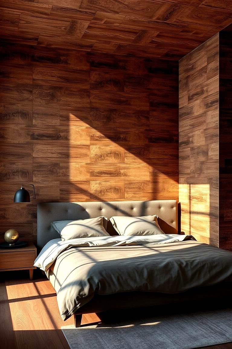 Textured Brown Walls - 24 Brown Bedroom Ideas