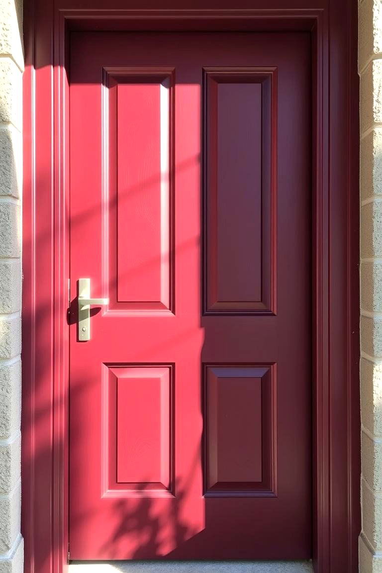 Textured Burgundy Paneling - 24 Burgundy Front Door Ideas