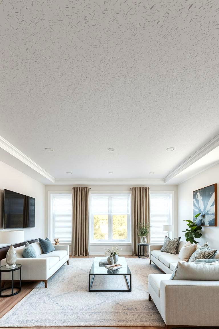 Textured Ceiling for Depth - 24 Living Room Ceiling Ideas
