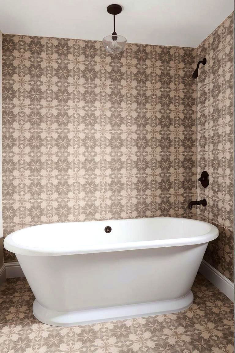 Textured Cement Tile Surround - 24 Bathtub Surround Ideas