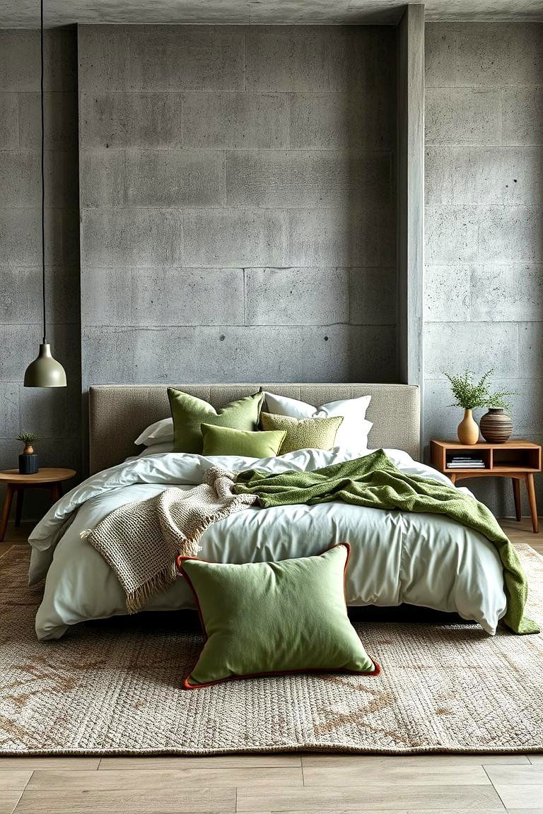 Textured Comfort - 24 Green and Grey Bedroom Ideas
