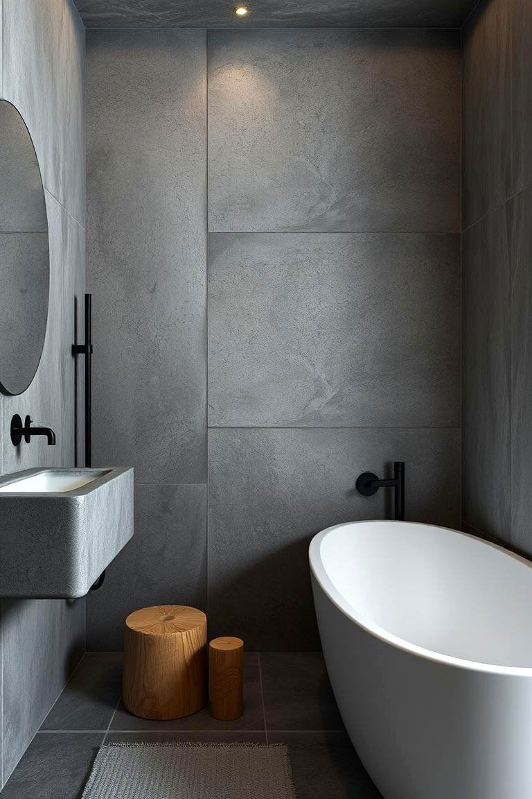 Textured Concrete Elements - 24 Black and Grey Bathroom Ideas
