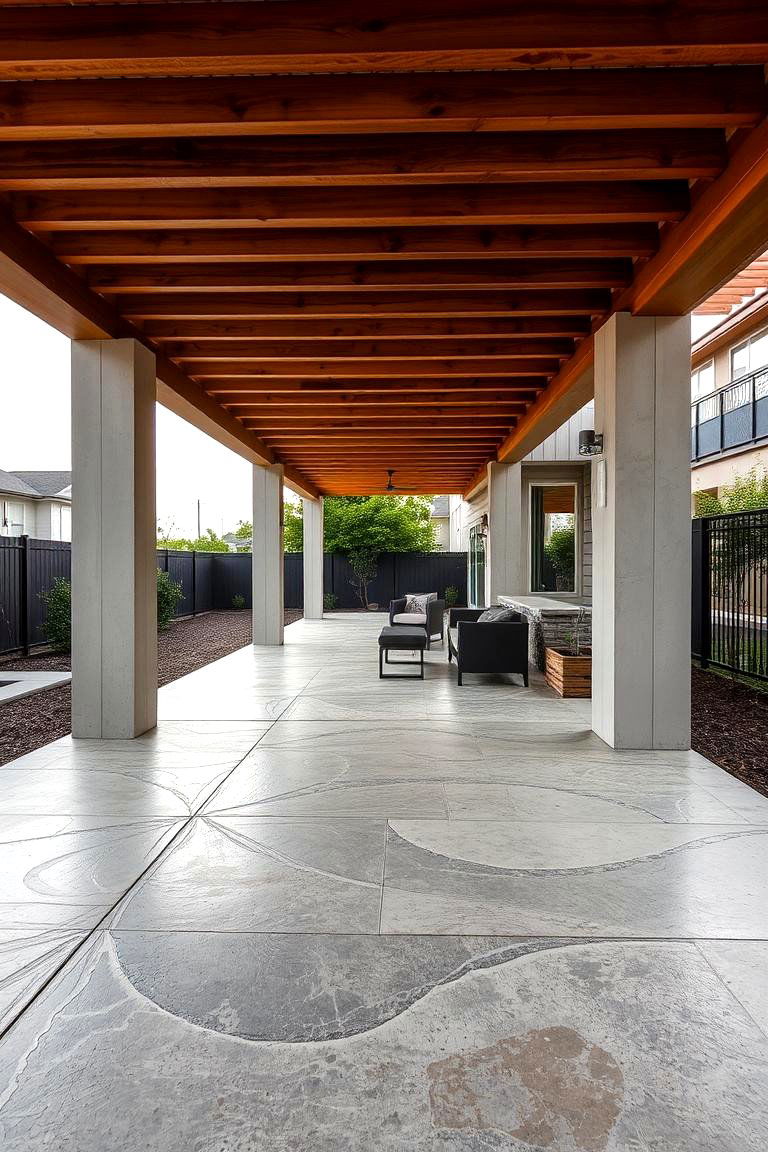 Textured Concrete Flooring - 24 Pergola Flooring Ideas