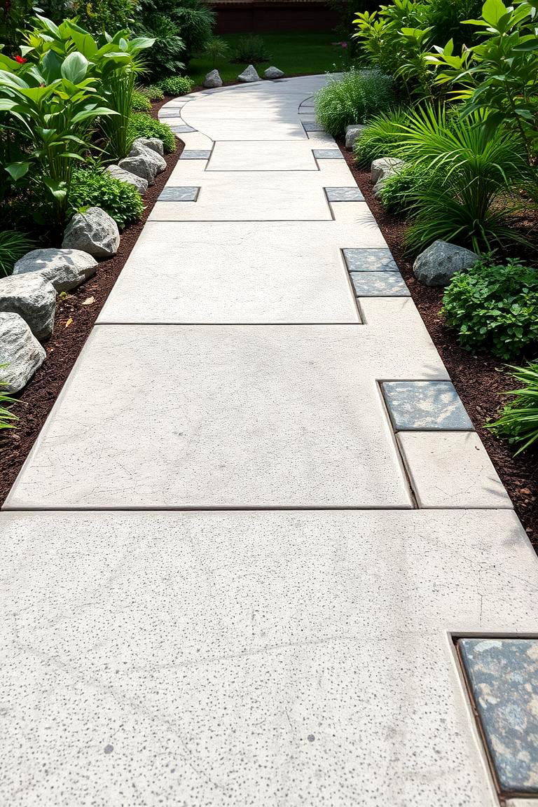 Textured Concrete Garden Pathways - 24 Concrete Garden Ideas