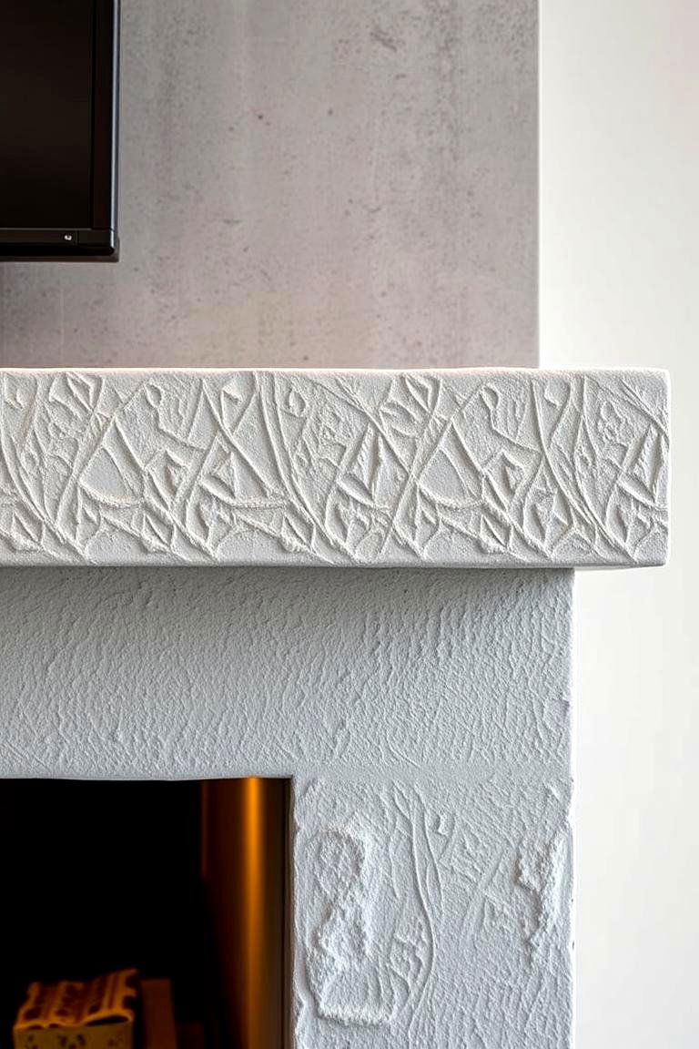Textured Concrete Mantel Design - 24 Concrete Fireplace Ideas