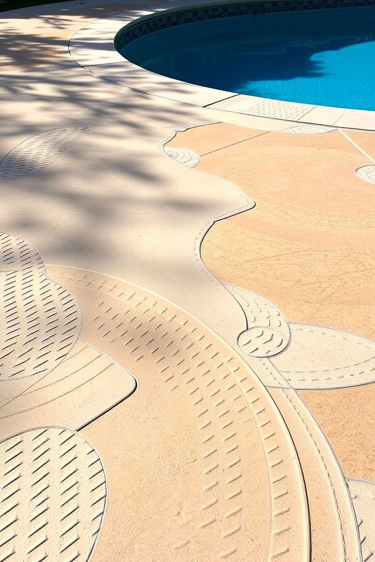 Textured Concrete Overlays - 24 Concrete Pool Deck Ideas