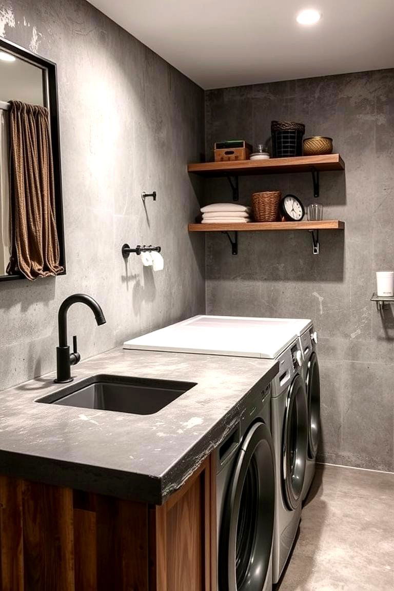 Textured Concrete Slab Countertops for Urban Edge - 24 Laundry Room Countertop Ideas