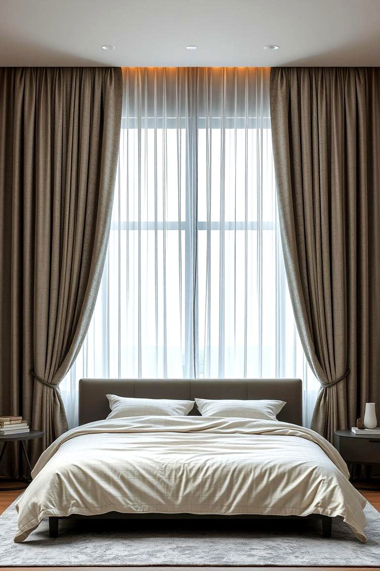 Textured Contemporary Drapes - 24 Bedroom Curtain Ideas