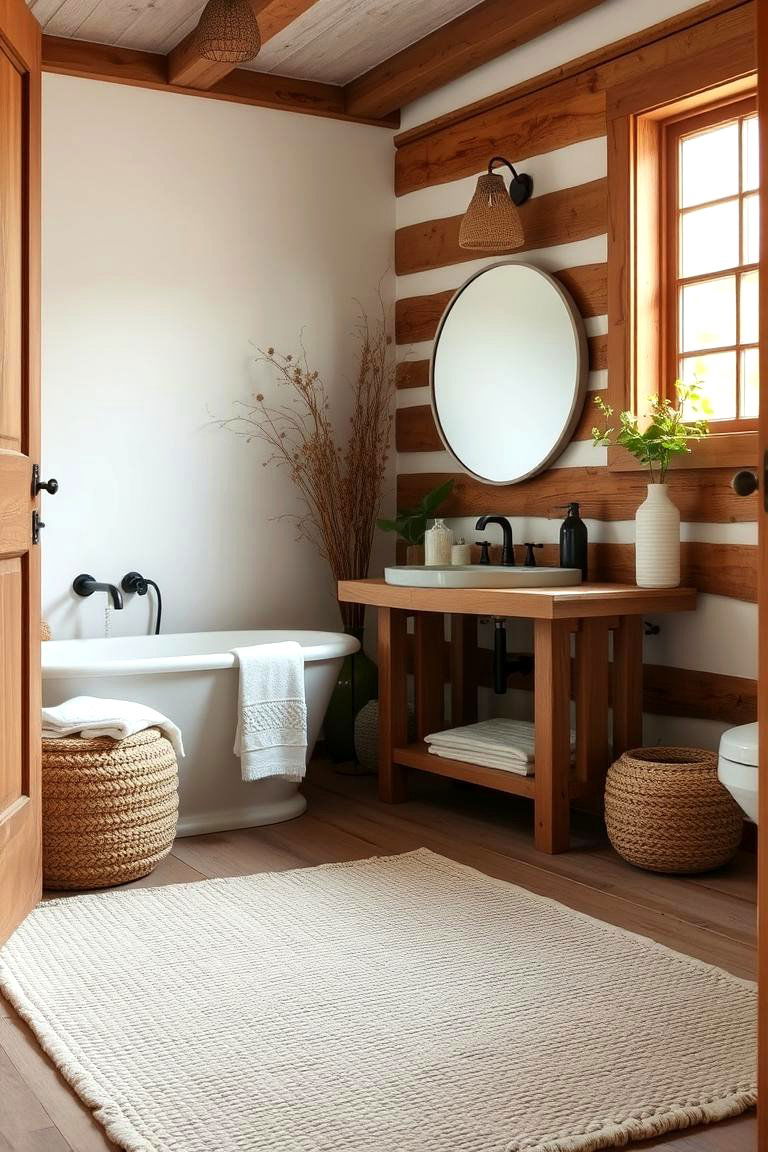 Textured Cotton Rugs for a Natural Feel - 24 Bathroom Rug Ideas