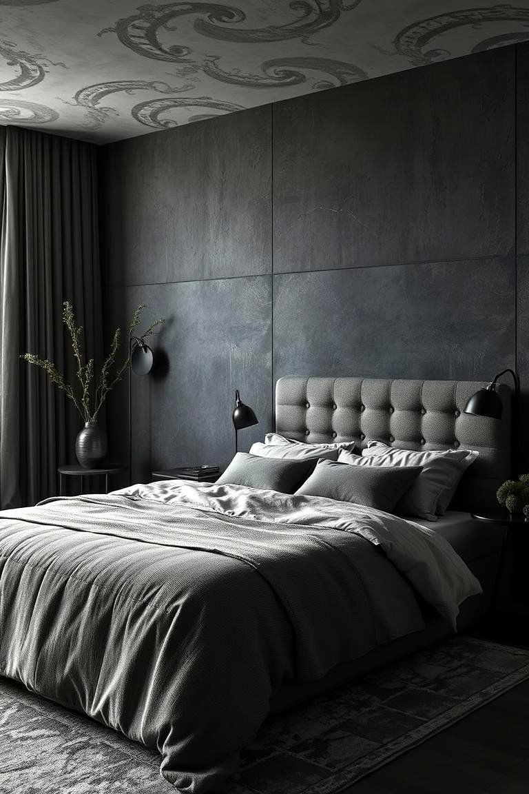 Textured Elegance - 24 Dark Grey Bedroom Ideas