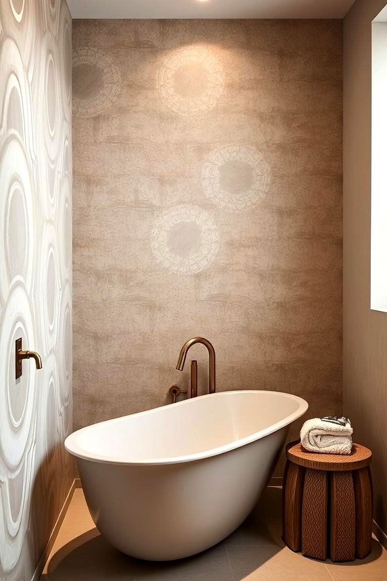 Textured Fabric Wall for Softness - 24 Bathroom Accent Wall Ideas