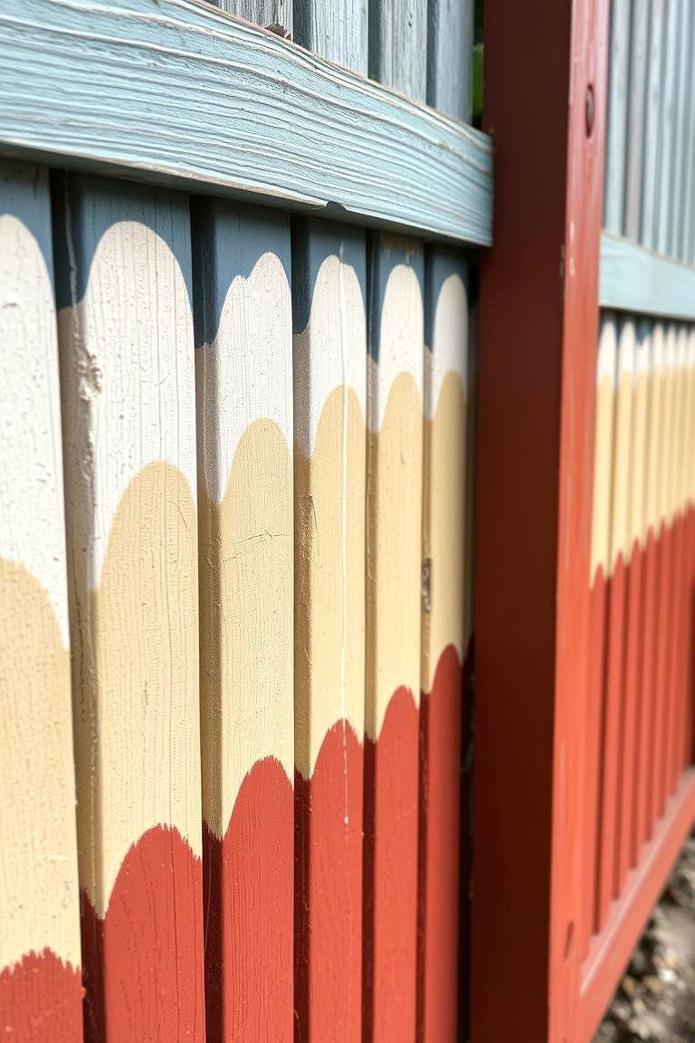 Textured Fence with Contrasting Shades - 24 Fence Painting Ideas