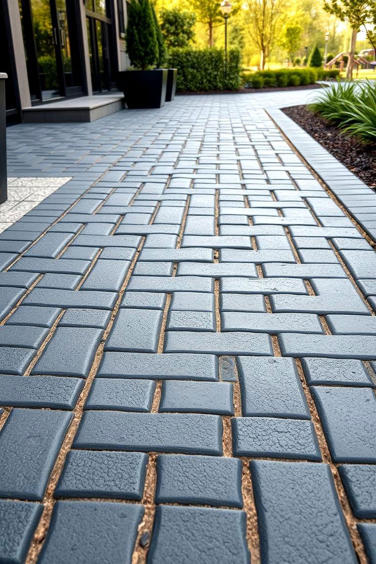 Textured Finish Black Brick Walkway - 24 Black Brick Walkway Ideas