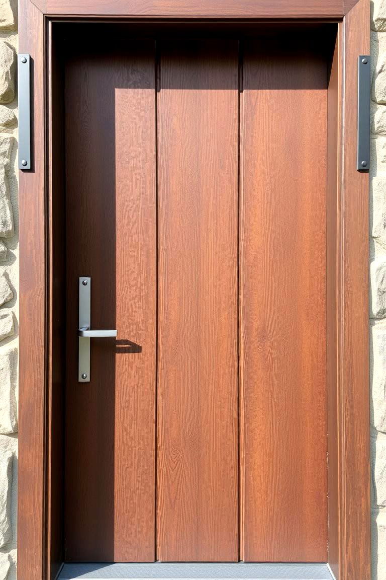 Textured Finish with Metal Accents - 24 Brown Front Door Ideas