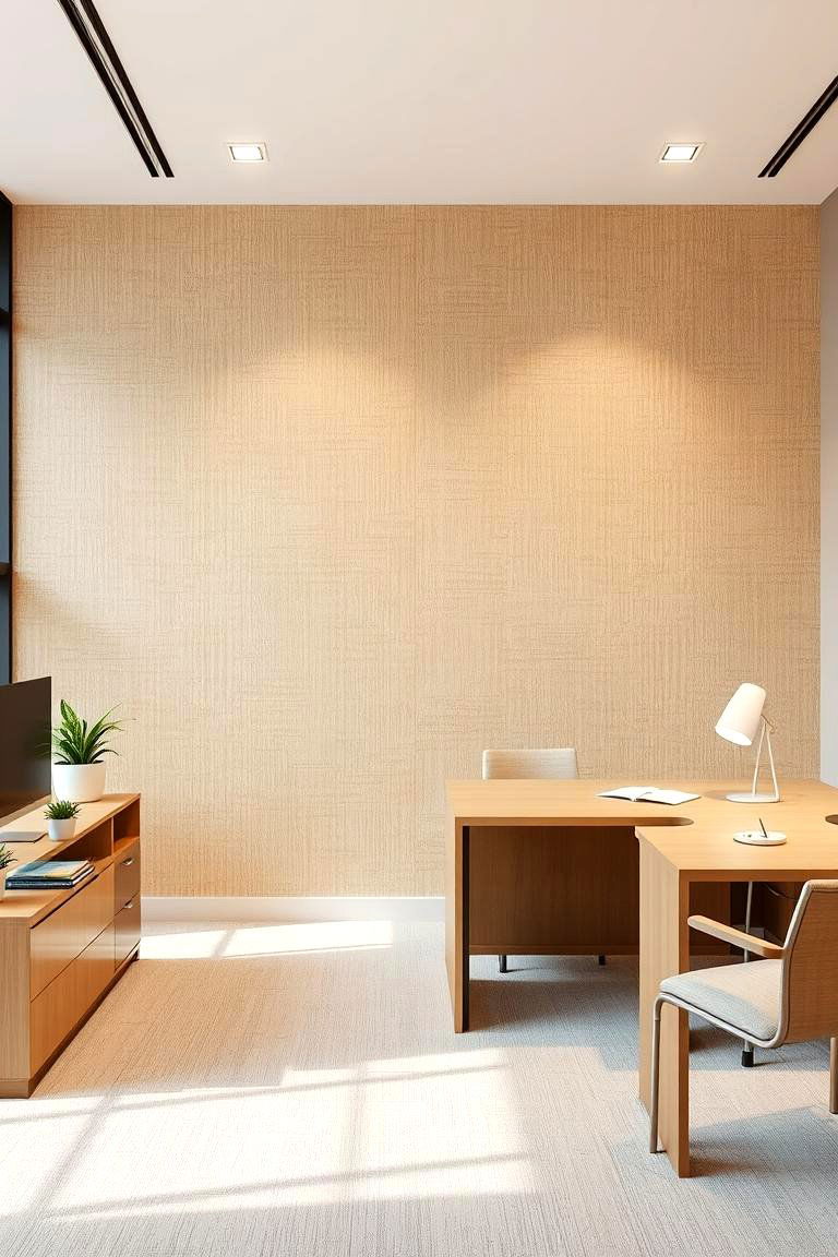 Textured Grasscloth Wallpaper - 24 Office Wallpaper Ideas