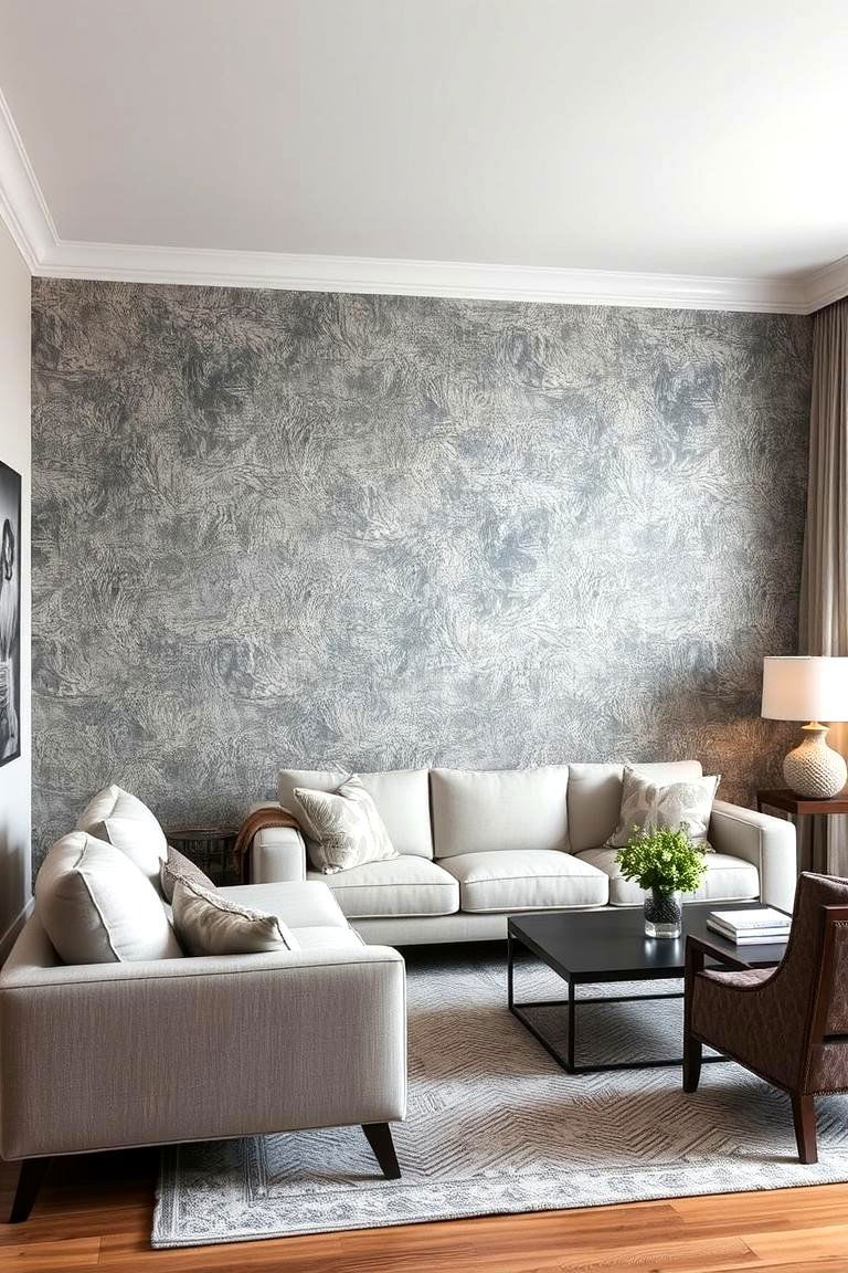 Textured Gray Walls for Added Dimension - 24 Gray Living Room Ideas