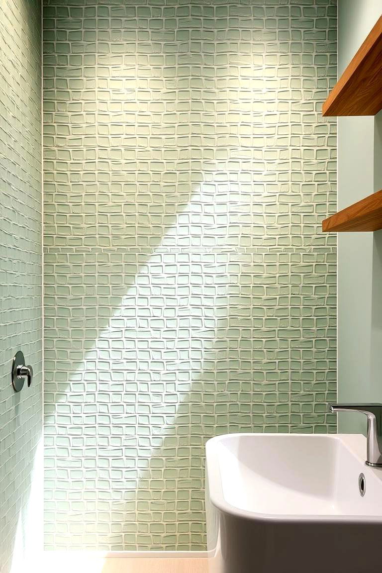 Textured Green Tiles for Added Dimension - 24 Green Tile Bathroom Ideas