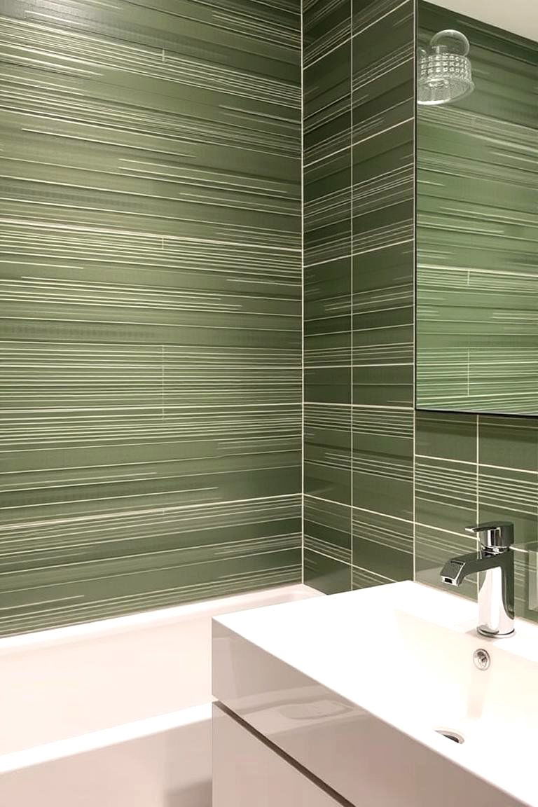 Textured Green Wall Tiles - 24 Green Bathroom Tile Ideas