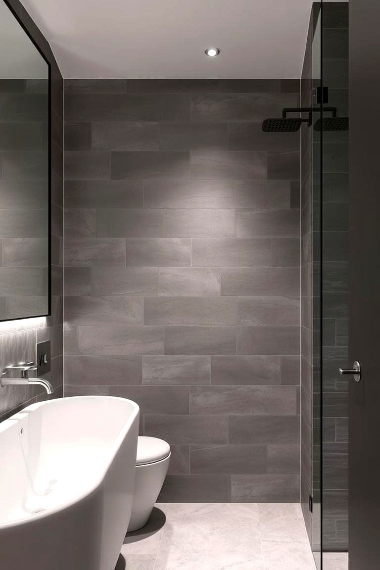 Textured Grey Tiles for a Contemporary Touch - 24 Grey Tile Bathroom Ideas