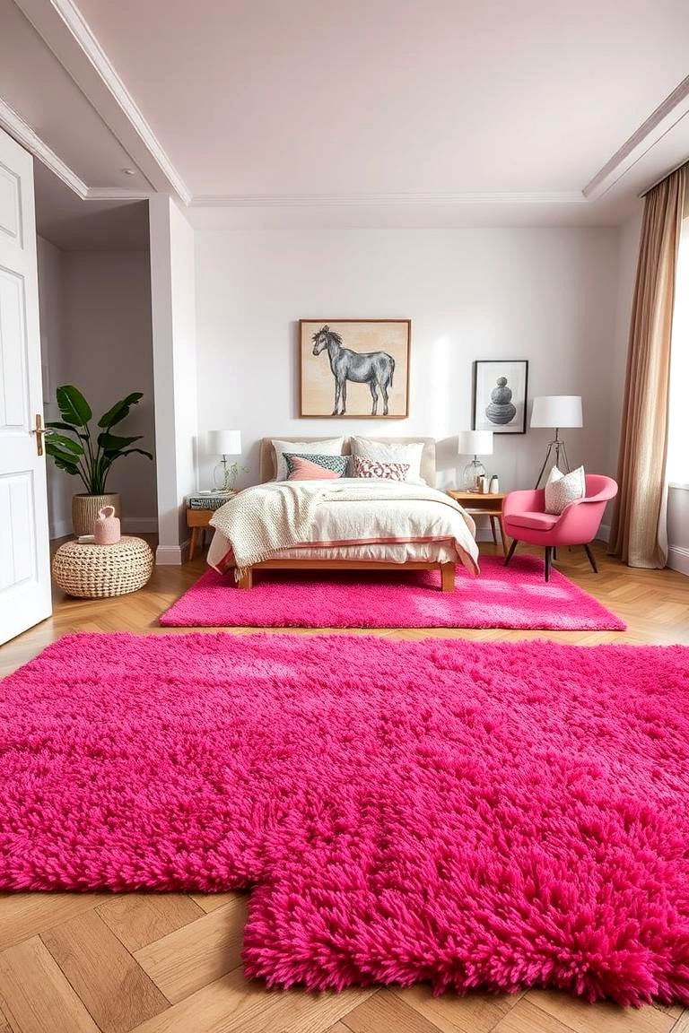 Textured Hot Pink Rugs - 24 Hot Pink Bedroom Ideas