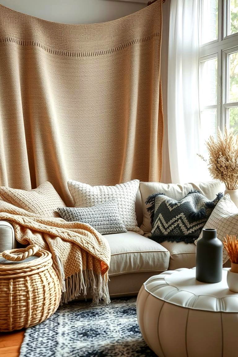 Textured Layering - 24 Black and White Boho Living Room Ideas