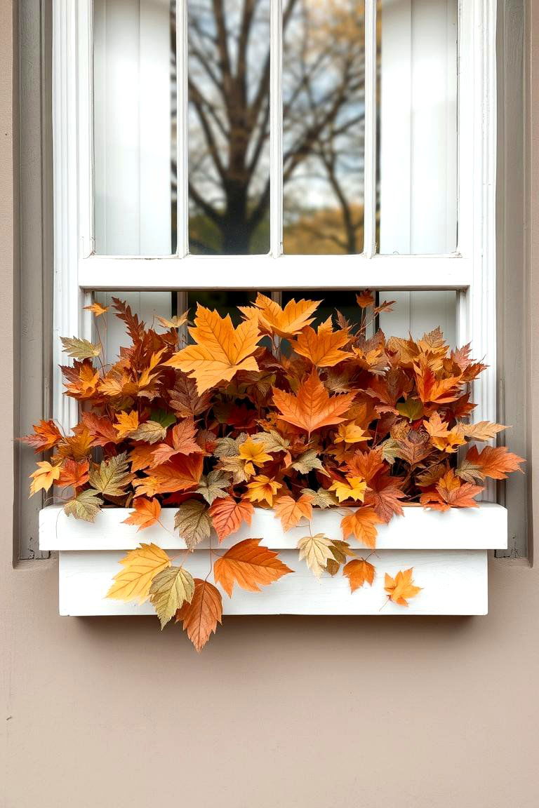 Textured Leafy Display - 24 Fall Window Box Ideas