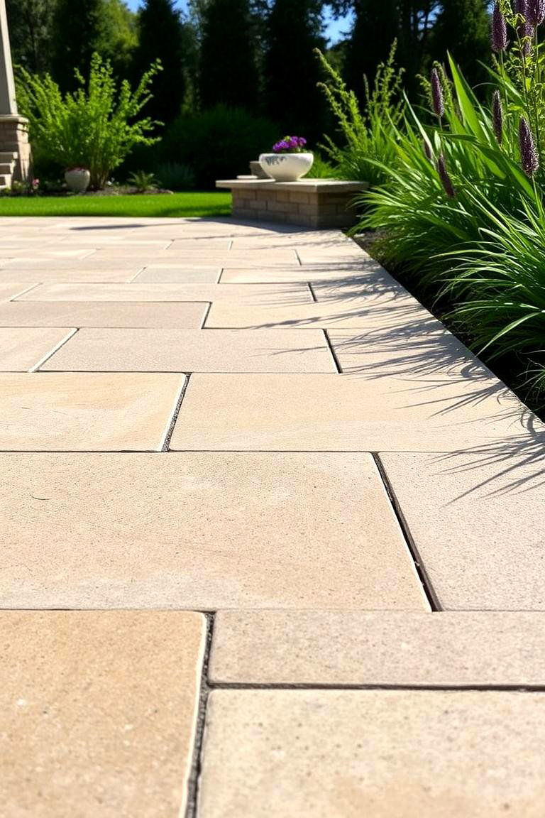 Textured Limestone Patio - 24 Stone Patio Ideas