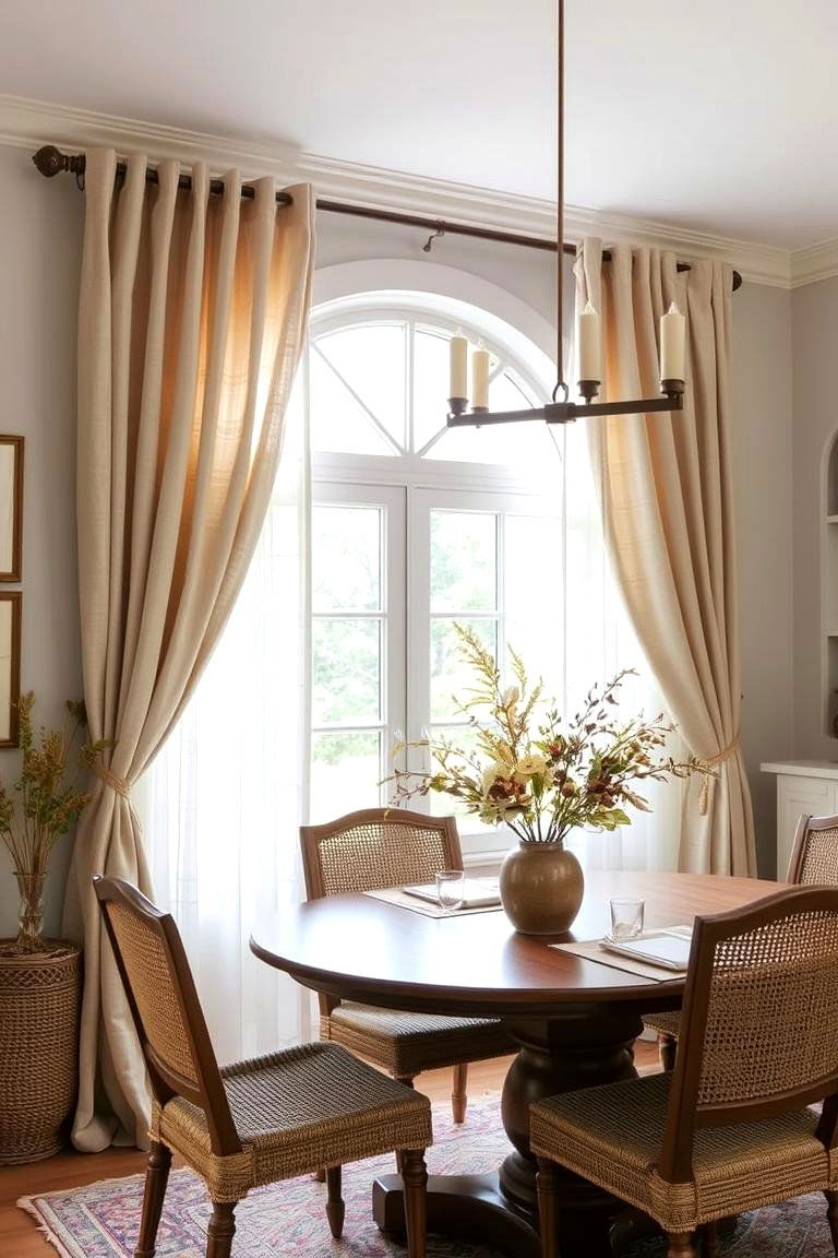 Textured Linen Curtains - 24 Dining Room Window Treatments