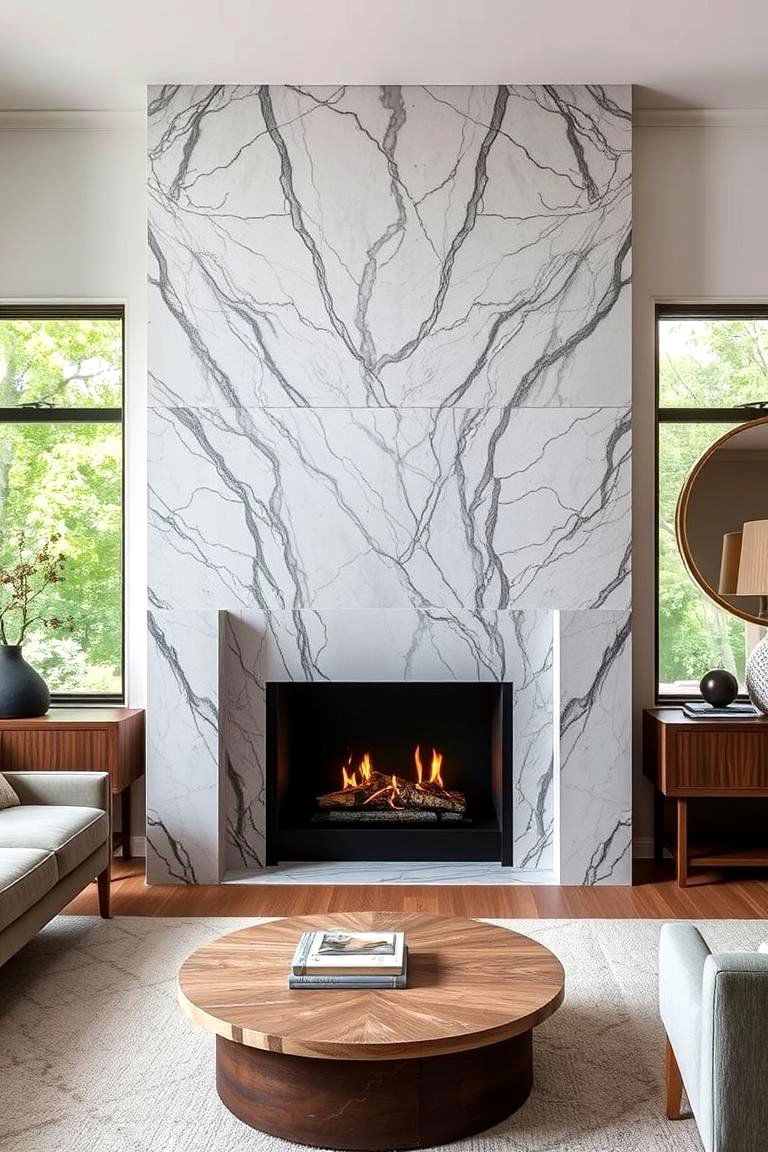 Textured Marble Fireplace - 24 Marble Fireplace Ideas