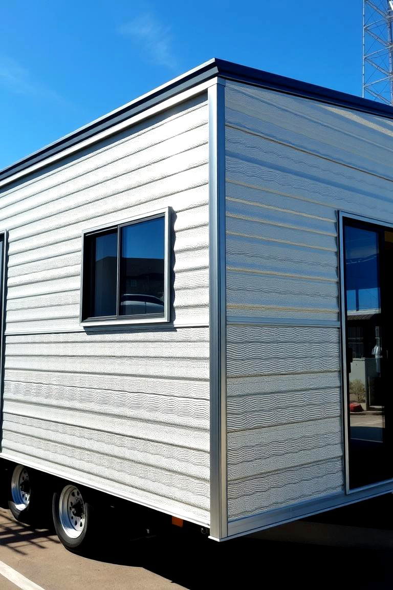 Textured Metal Siding for a Sleek Finish - 24 Mobile Home Siding Design Ideas